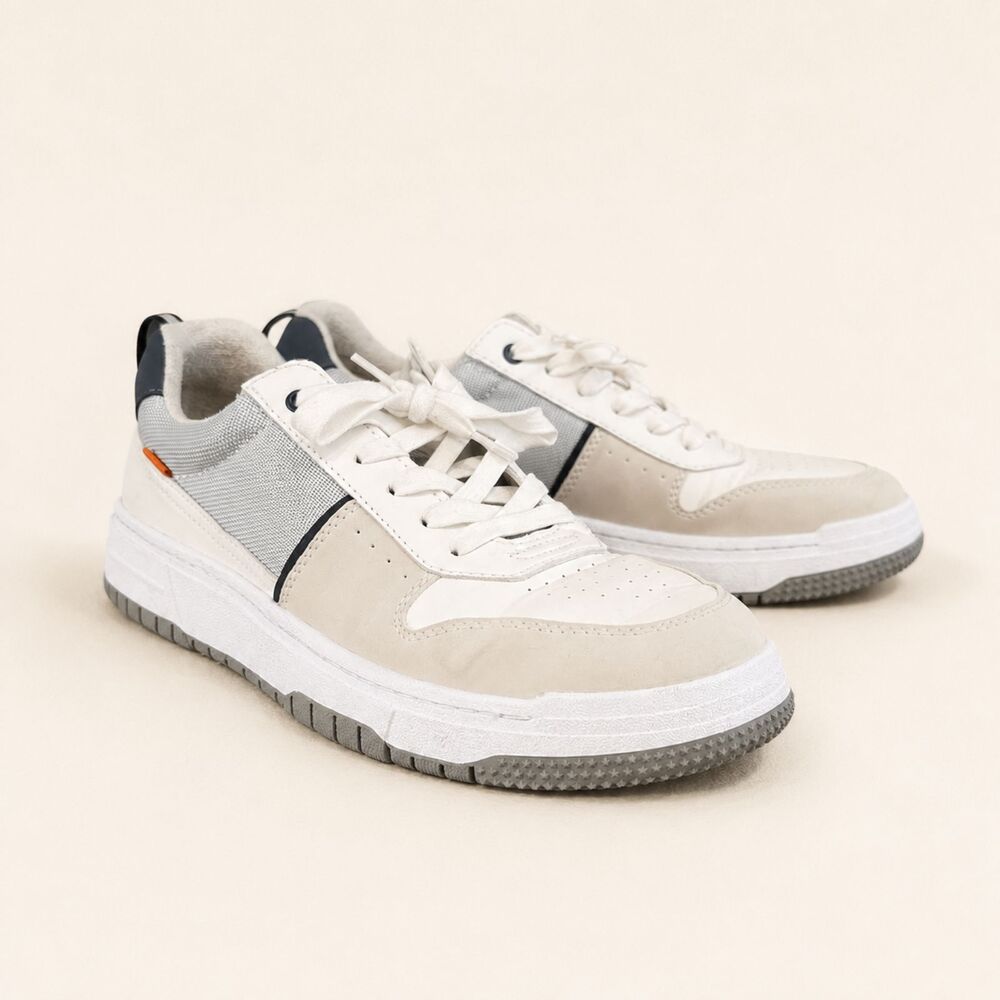 Mix No 6 Cream Navy Lace-Up Sneakers Casual Everyday Comfort Sneakers Minimalist